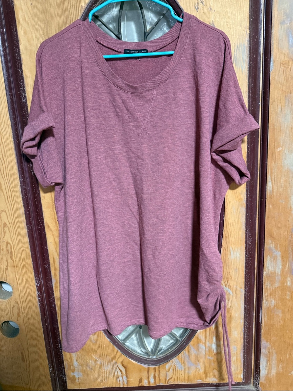 Women's Scoop Neck Short Sleeve Top - Mauve